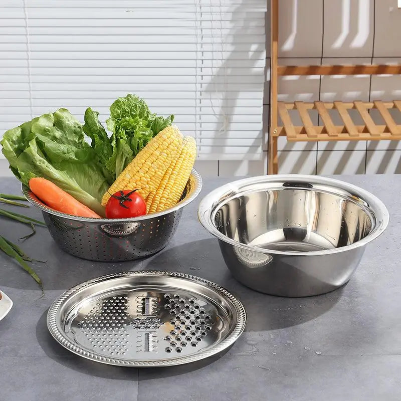 3 In 1 Stainless Steel Vegetable Cutter Slicer Basin - THE BODY FIX