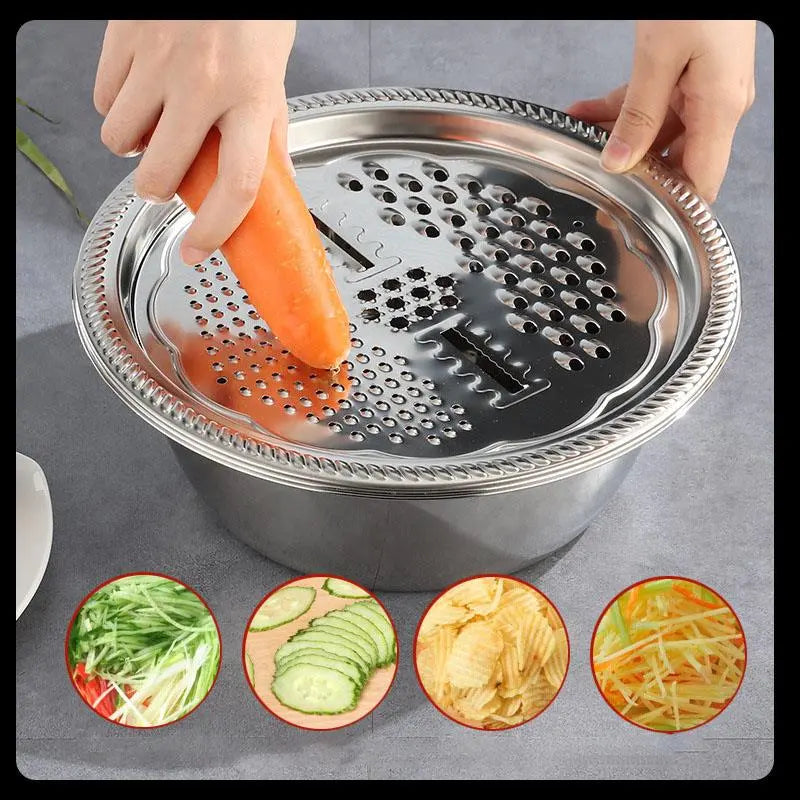 3 In 1 Stainless Steel Vegetable Cutter Slicer Basin - THE BODY FIX