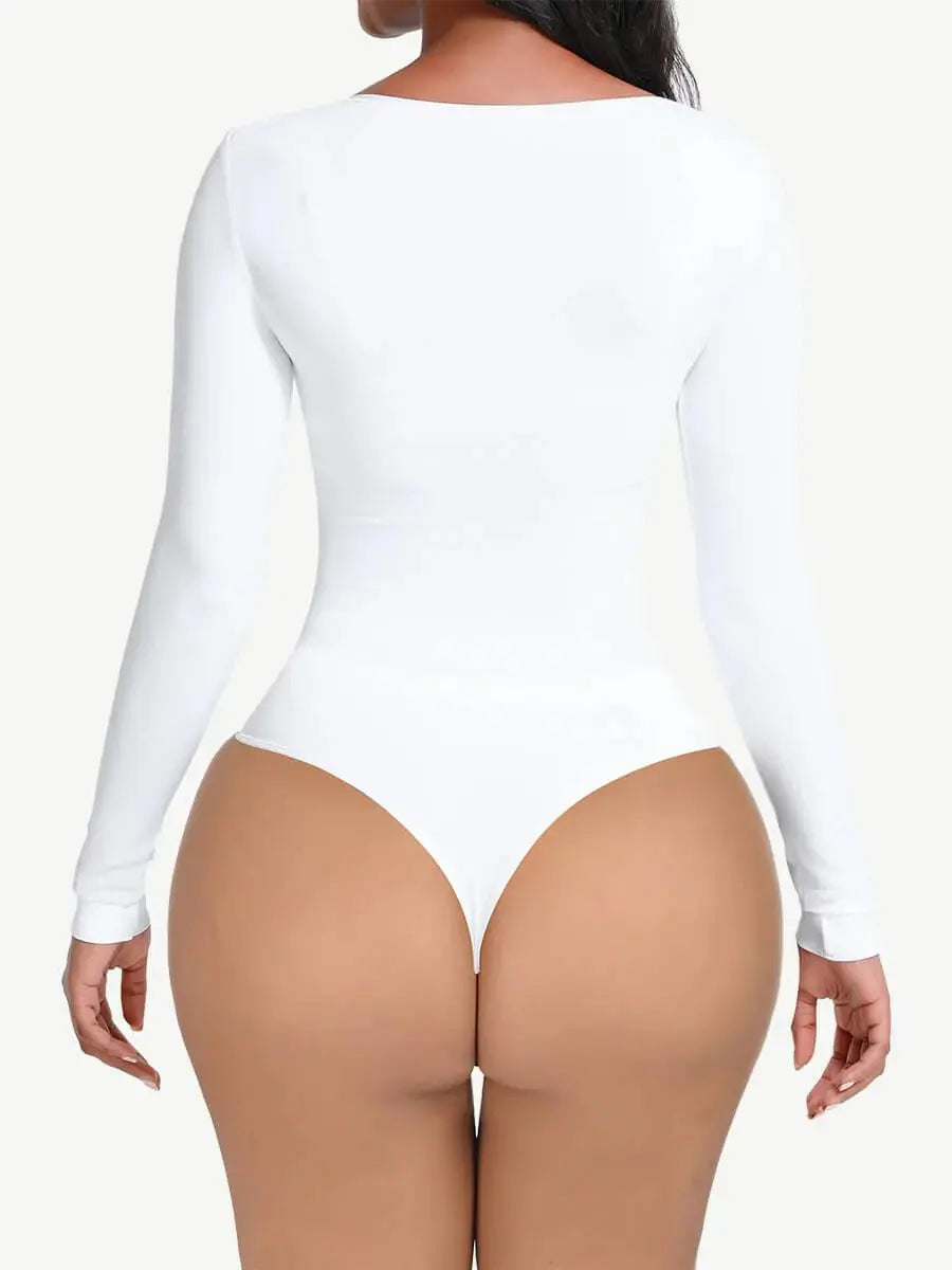 Bodied Babe Long Sleeve Slimming  Bodysuit Scoop Neck - THE BODY FIX