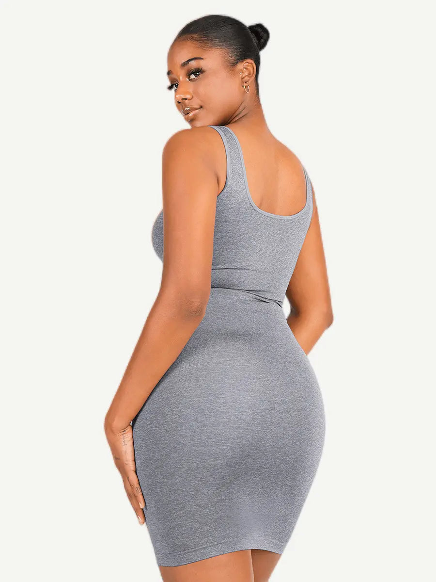 Eco-friendly Square-neck Shaper Snatched Seamless Dress - THE BODY FIX