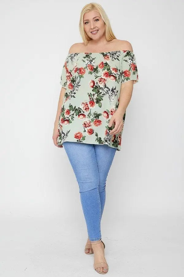 Floral Print Off The Shoulder Top - THE BODY FIX