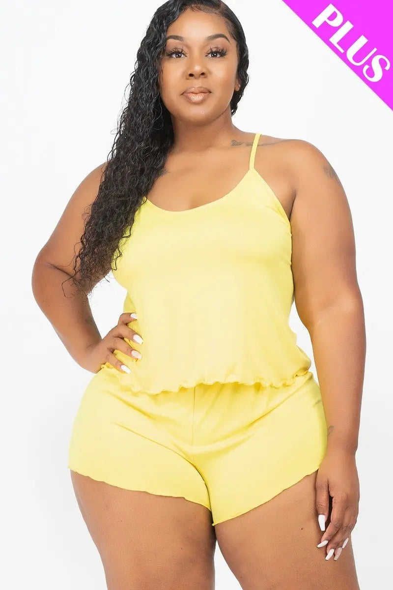 “Kyla” Plus Size Cami Top And Shorts Set - THE BODY FIX