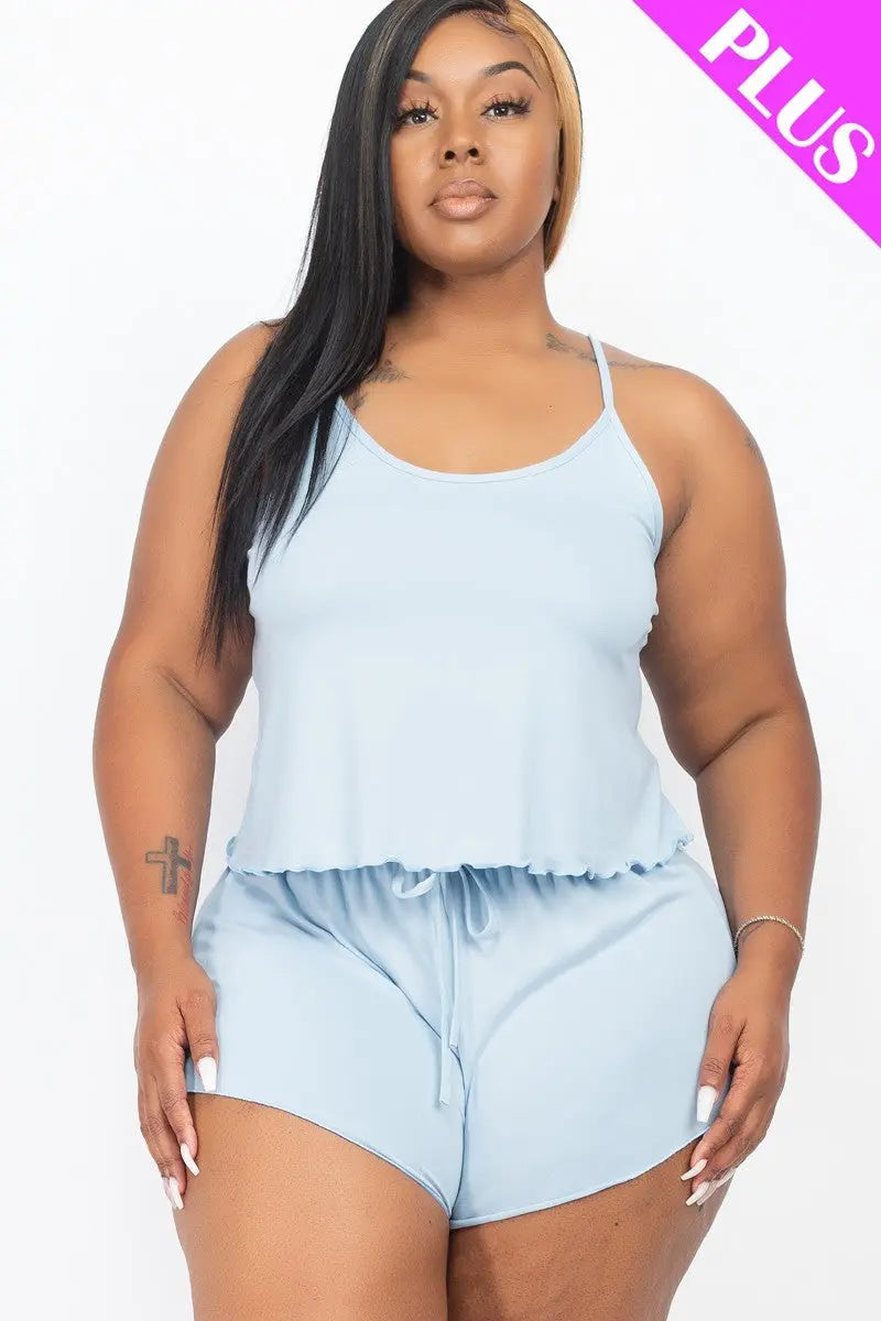 “Kyla” Plus Size Cami Top And Shorts Set - THE BODY FIX