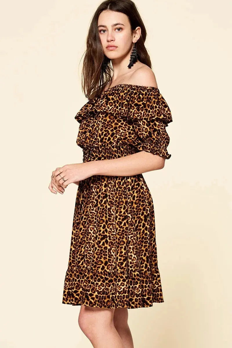 Leopard Printed Woven Dress - THE BODY FIX