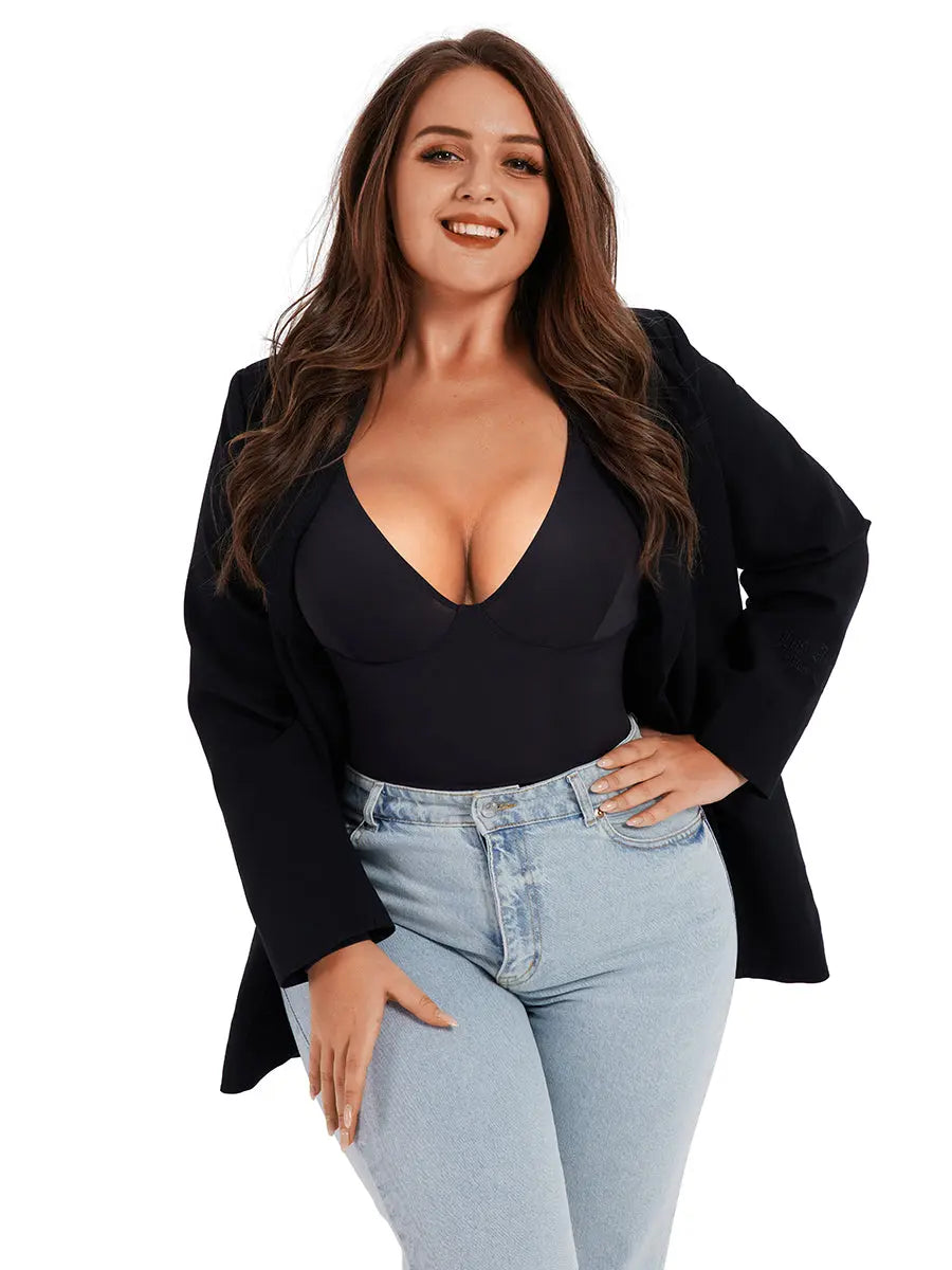 Long Sleeve Slimming Cups  Bodysuit - THE BODY FIX