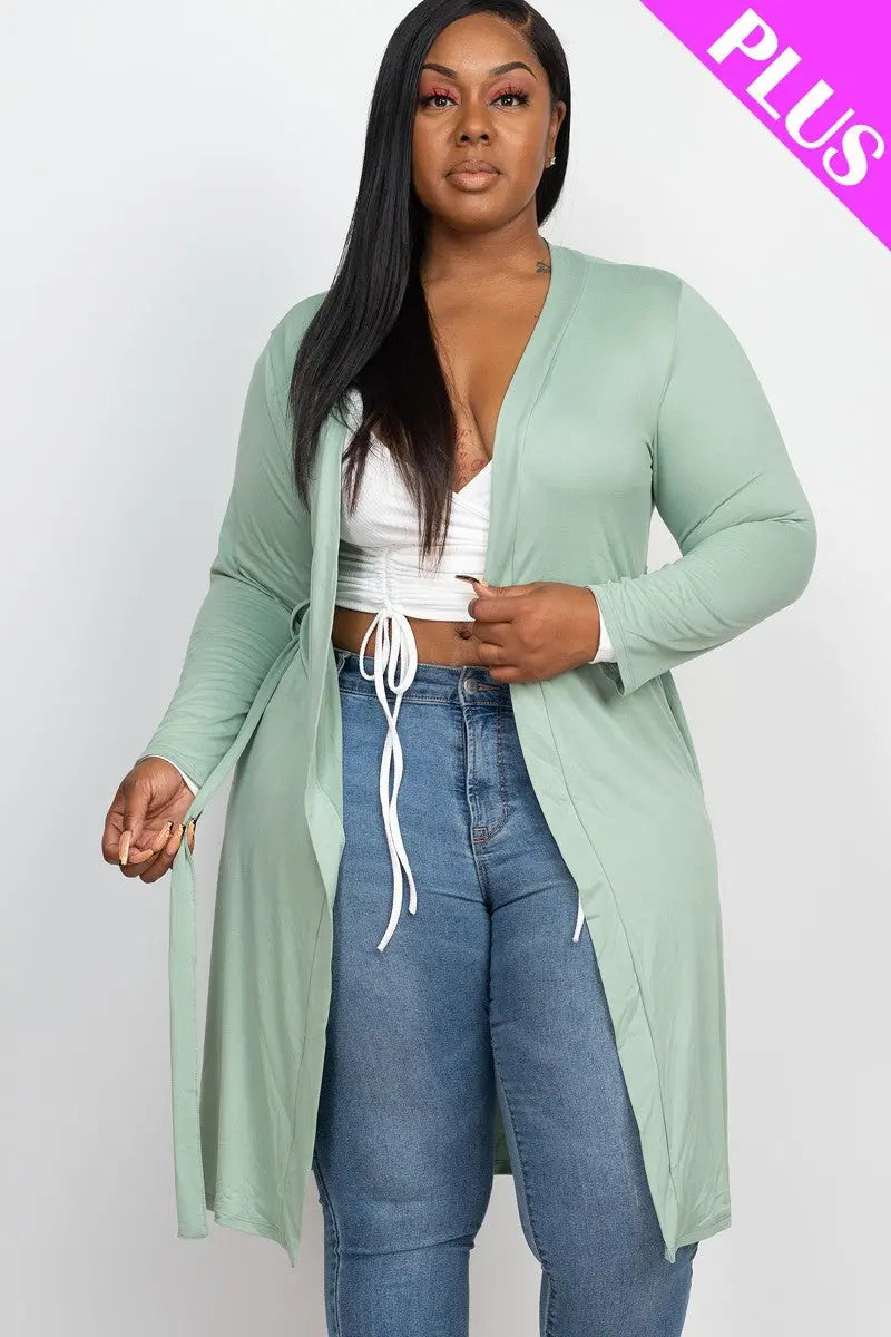 “ Marcia ” Sleeves Belted Cardigan - THE BODY FIX