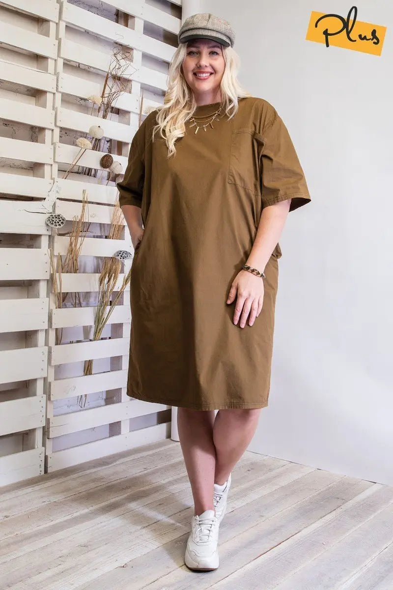 Mineral Washed Loose Fit Dress - THE BODY FIX