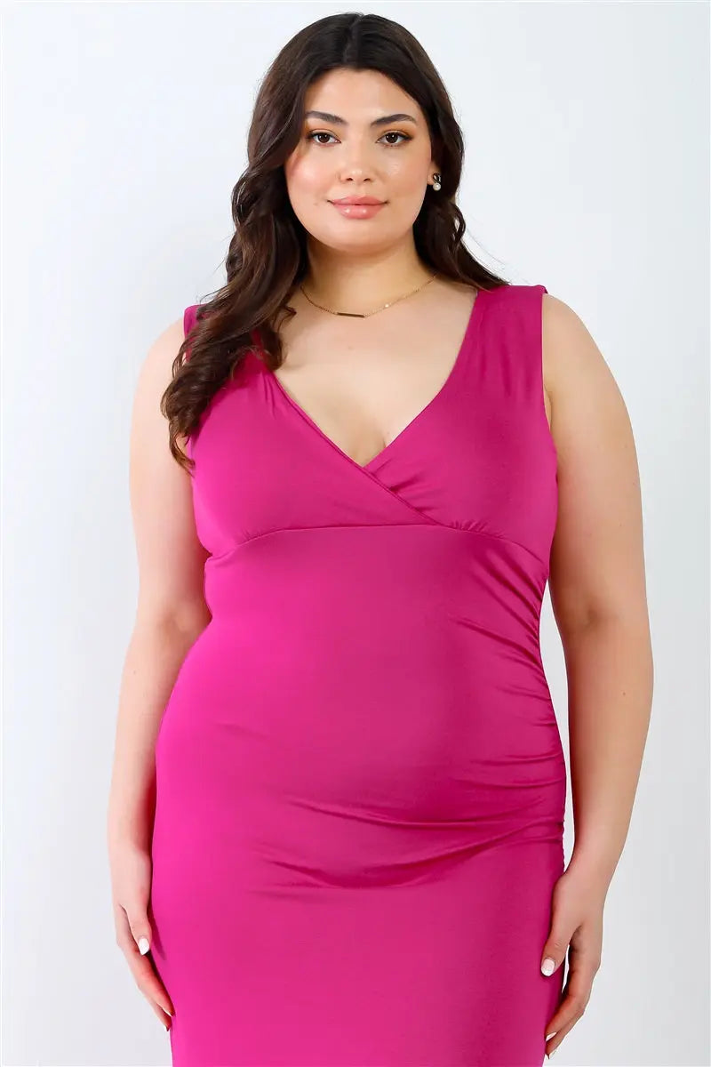 Plus V-neck Sleeveless Maxi Dress - THE BODY FIX