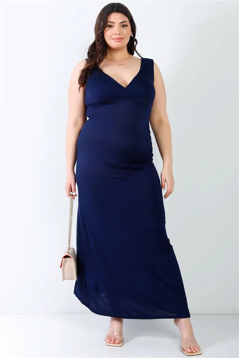 Plus V-neck Sleeveless Maxi Dress - THE BODY FIX