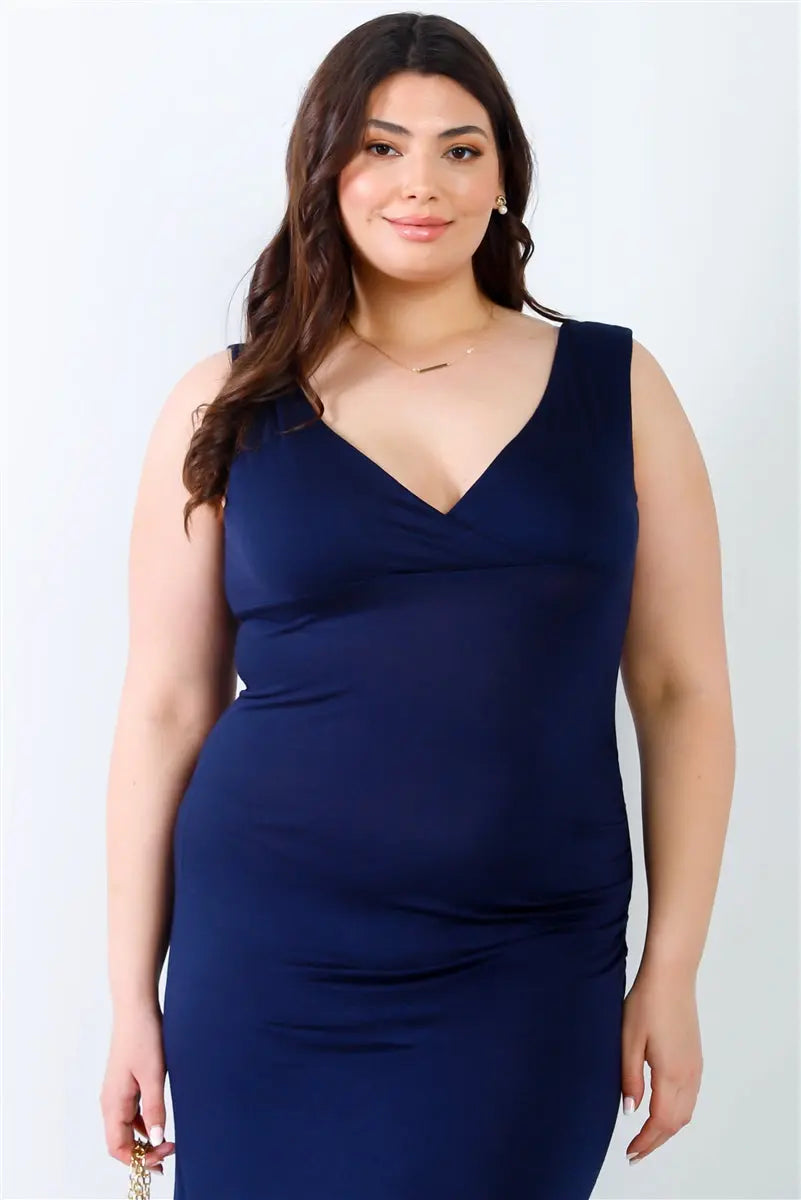 Plus V-neck Sleeveless Maxi Dress - THE BODY FIX