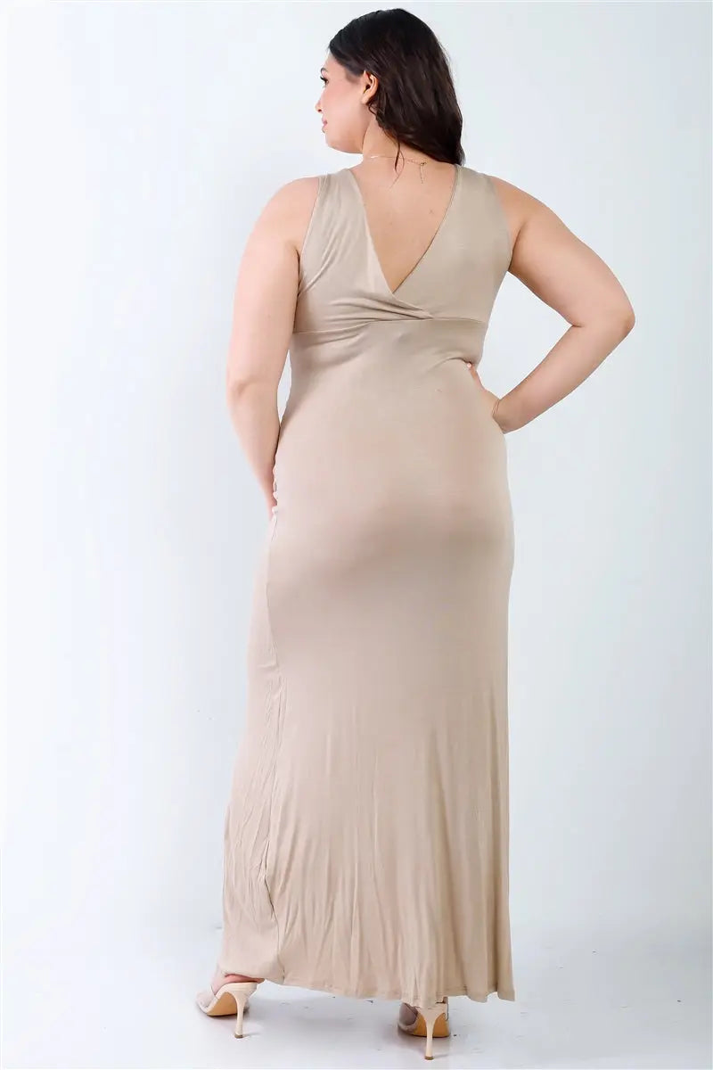 Plus V-neck Sleeveless Maxi Dress - THE BODY FIX