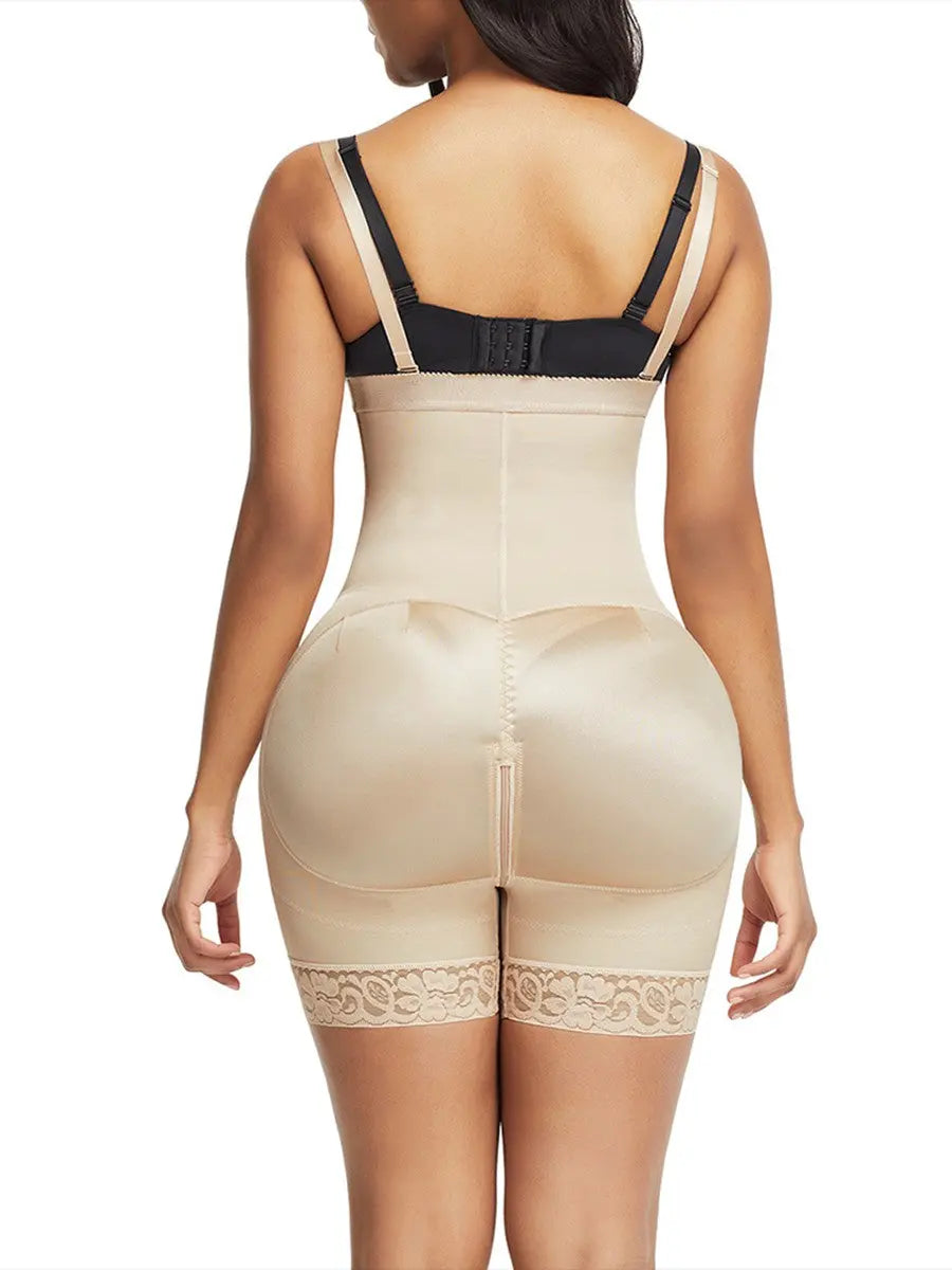 Skin Color Underbust Shapewear With Zipper Lace Trim Breathable - THE BODY FIX