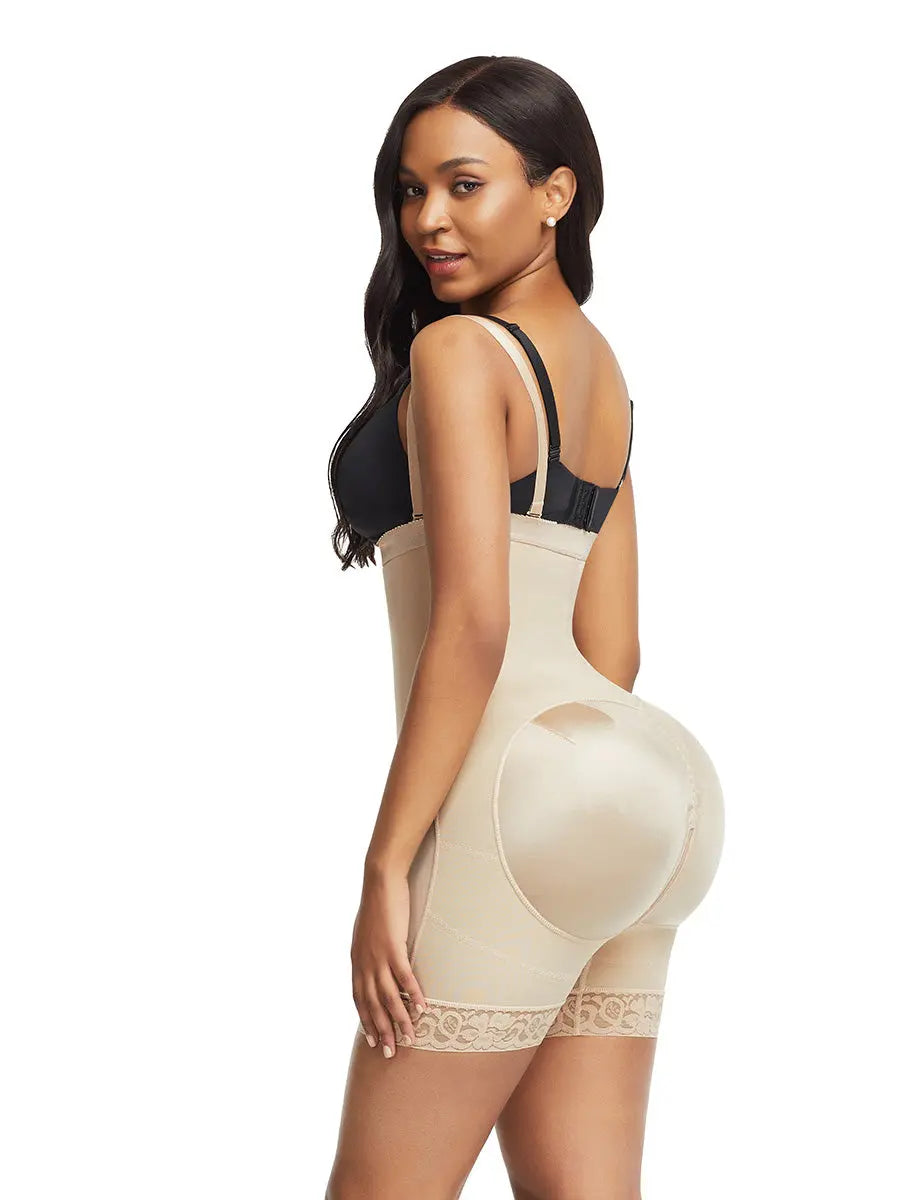Skin Color Underbust Shapewear With Zipper Lace Trim Breathable - THE BODY FIX