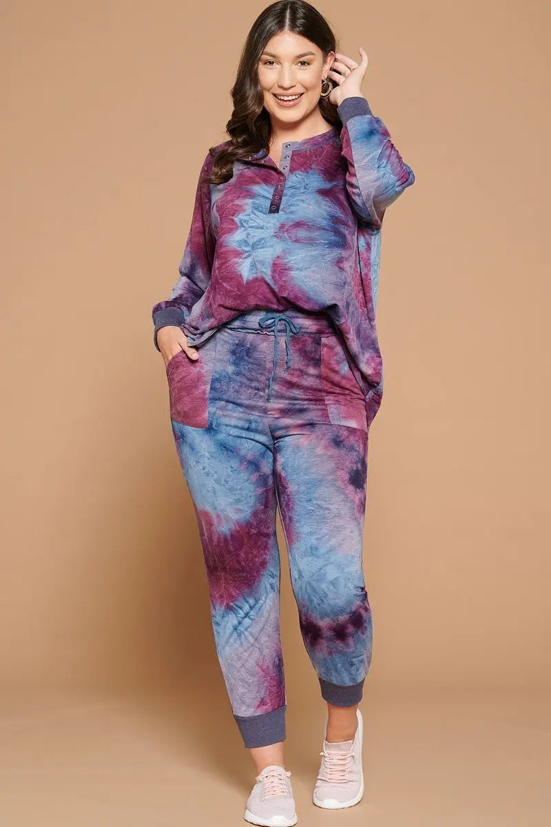 “ Terri “Tie-dye Printed French Terry Knit Loungewear Sets - THE BODY FIX